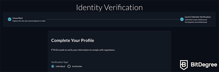 Đánh giá FTX: xác minh danh tính KYC.